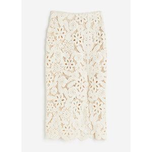 H&M Crochet-look Skirt in Cream NWT